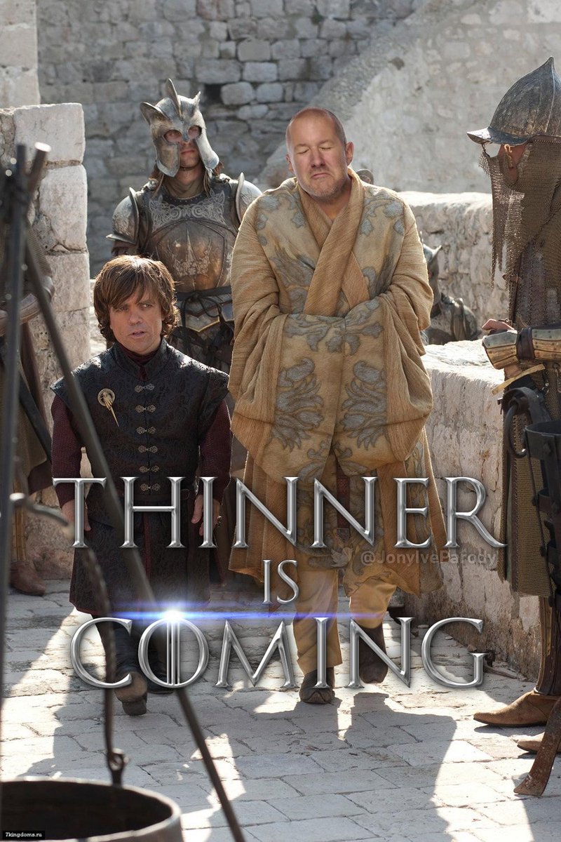 JonyIveParody's tweet photo. Thinner is Coming… #Apple https://t.co/db7q9fTC3G