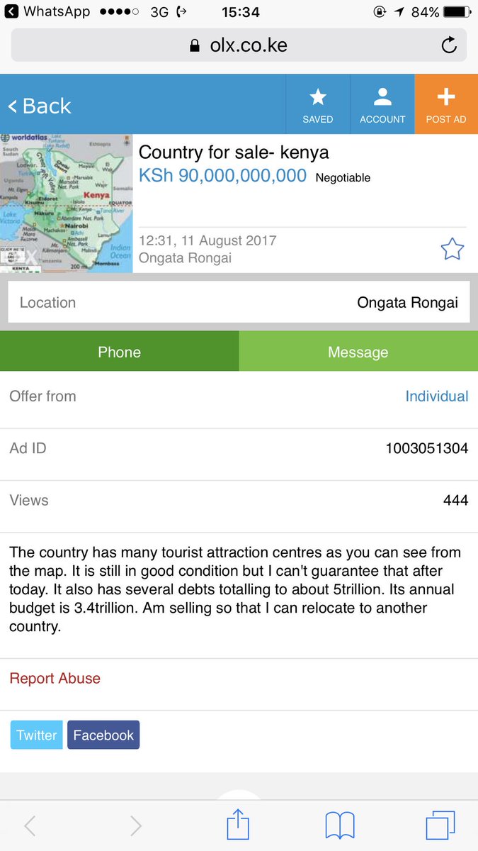 Someone is selling Kenya for Sh 90 Billion,... Negotiable 😂😂😂