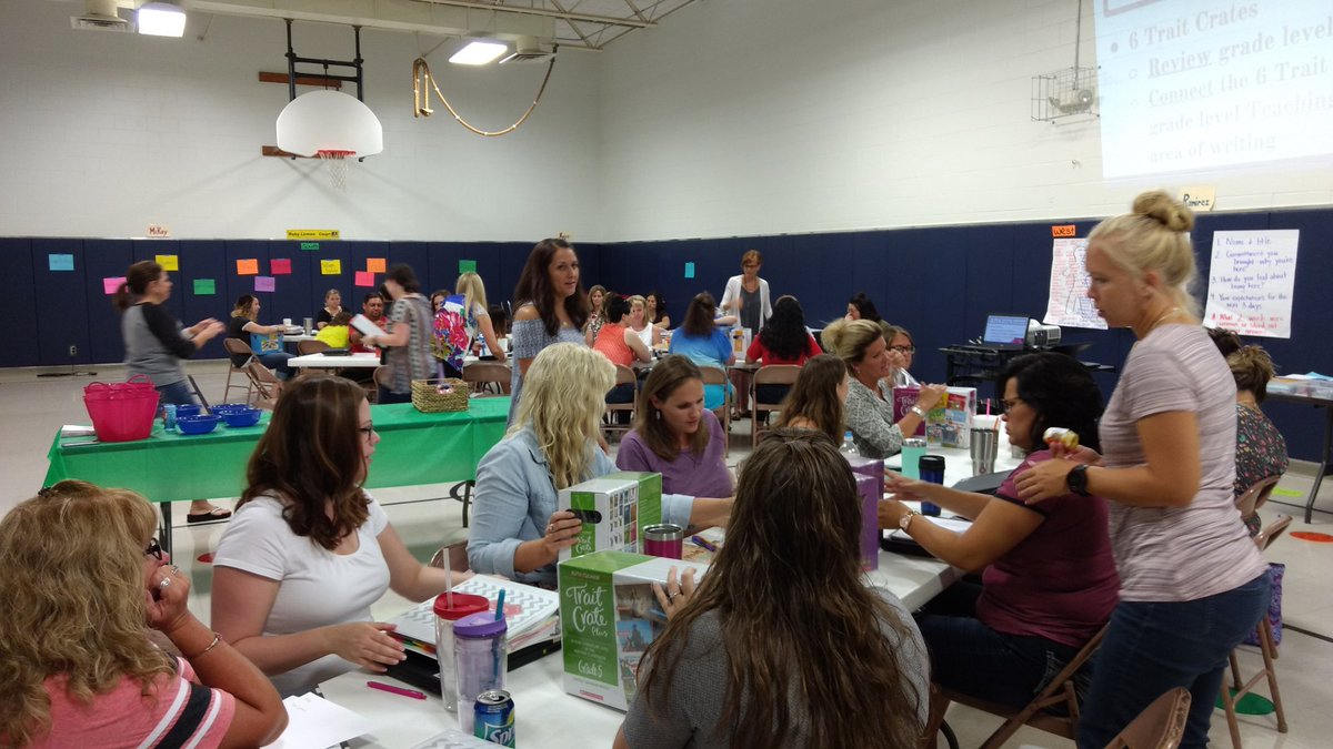 Village teachers are digging into their 6 Trait crates.  #WritingEssentials