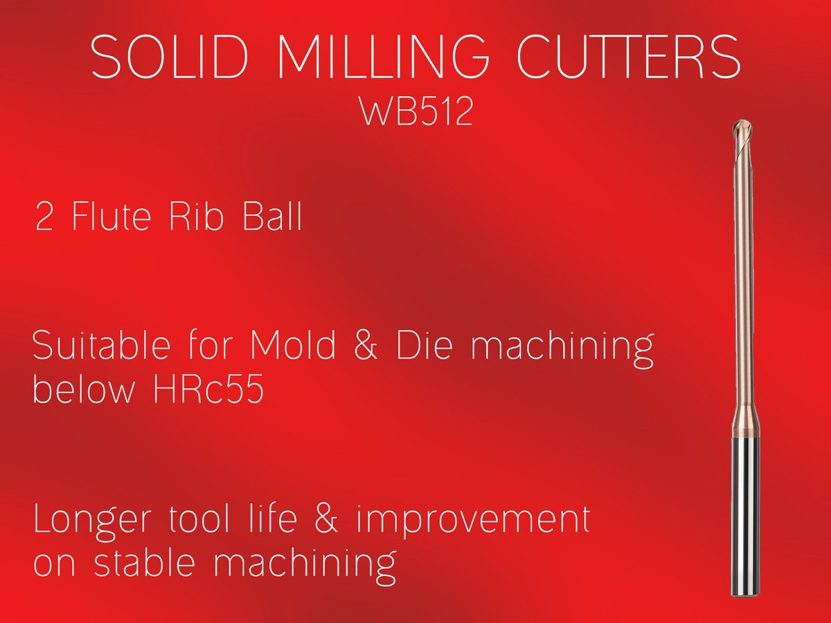 The Widin WB512 rib ball cutter is suitable for mold &amp; die machining below HRc55 &amp; has improved stable machining. protool-ltd.co.uk 😀
