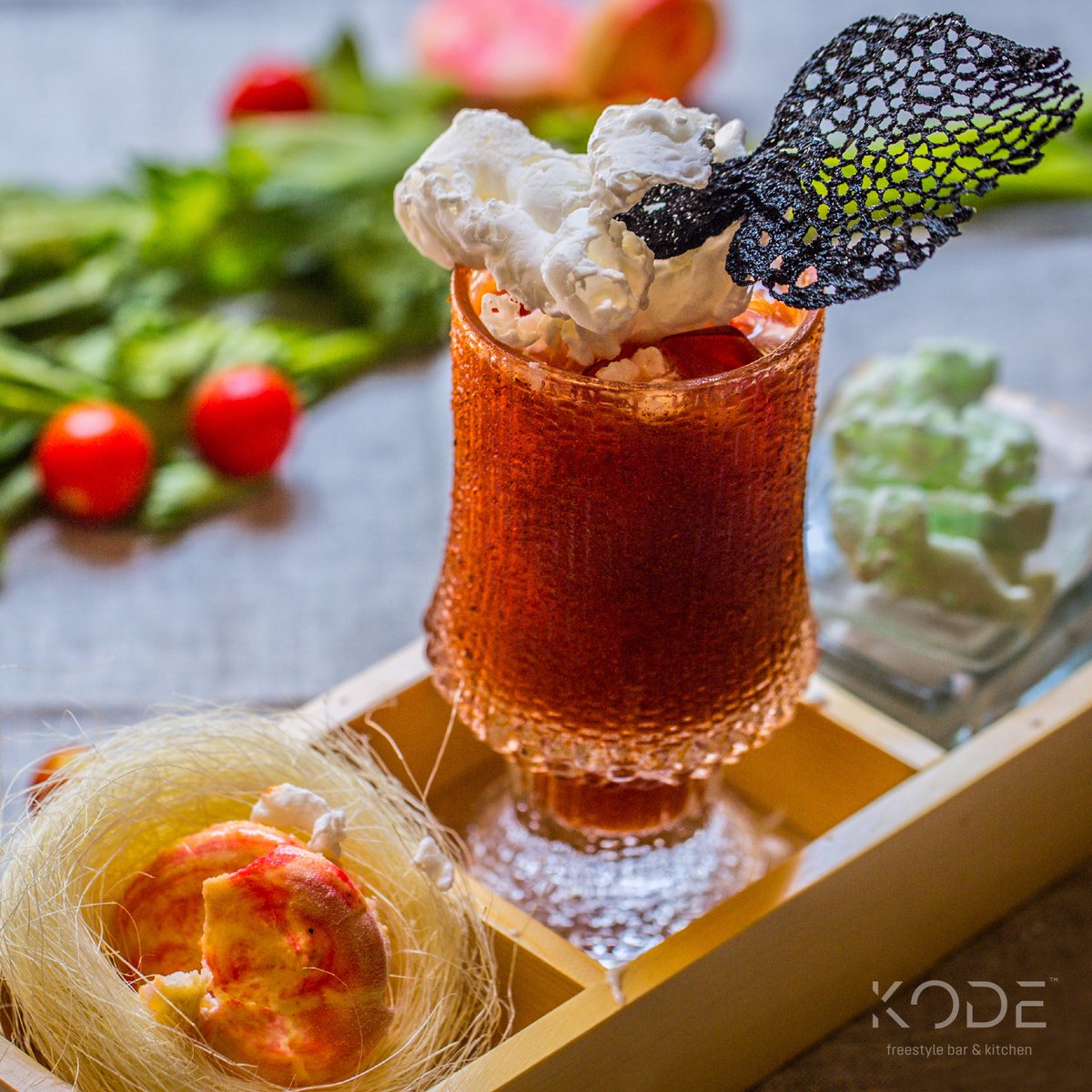 JUST_KODE's tweet photo. Liquid Chefs at #KODE have recreated the magic of Bloody Mary with deconstructed flavours and a whimsicle presentation! #JustKode #Cocktail https://t.co/LKHKwrPWZh
