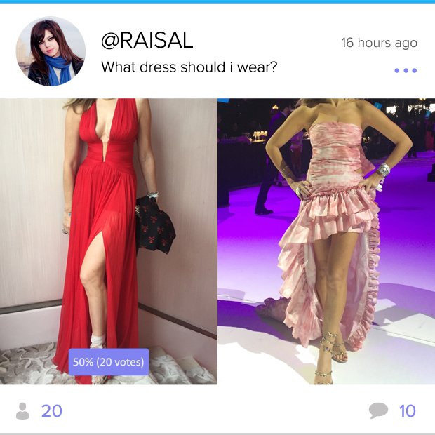 pickapik's tweet image. Not sure which dress to wear and u want to ask few friends?Just post on Pickapik to all yur followers or just yur selected few can help u.