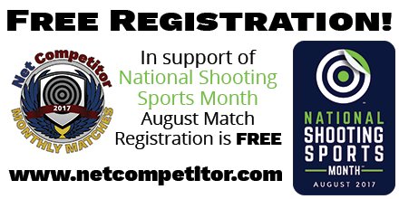 NetCompetitor's tweet image. Hey, #letsgoshooting! It's National Shooting Sports Month &amp;amp; August matches are FREE on netcompetitor.com #neverstopshooting