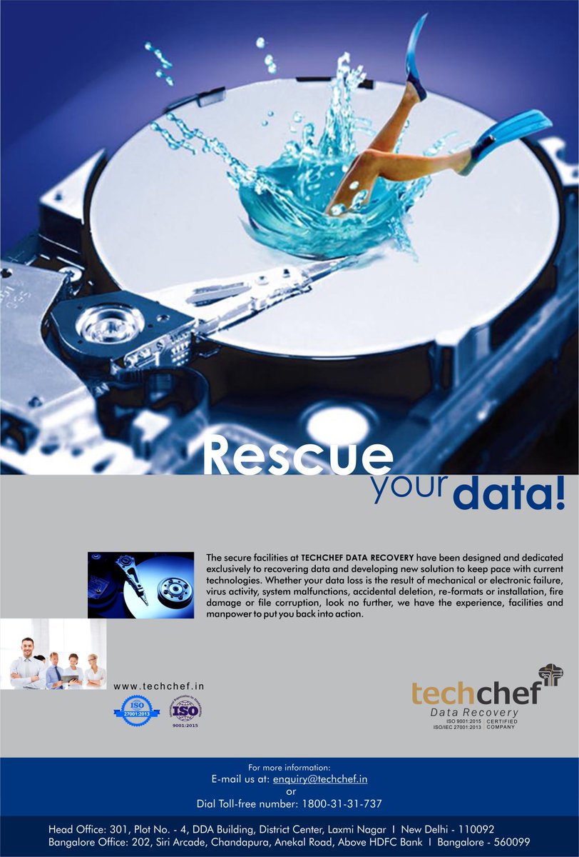 asktechchef's tweet photo. Techchef is an ISO 9001:2015 Certified company For #HDD, #SSD Repair &amp; Data Recovery that offer best #DataRecovery Services
1800-3131-737 https://t.co/jb2z39iri2