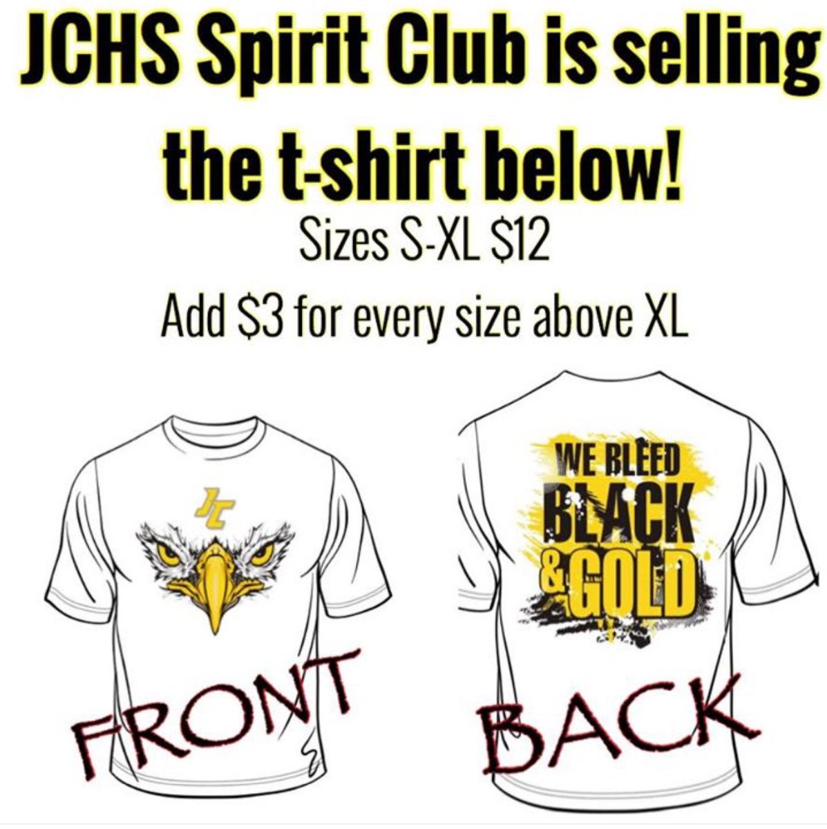 jchs_spirit's tweet photo. S-XL $12
2XL - 4XL $15
Youth Sizes Available  #jcspirit #jchs_spirit #retweet https://t.co/CucOSMKXCB