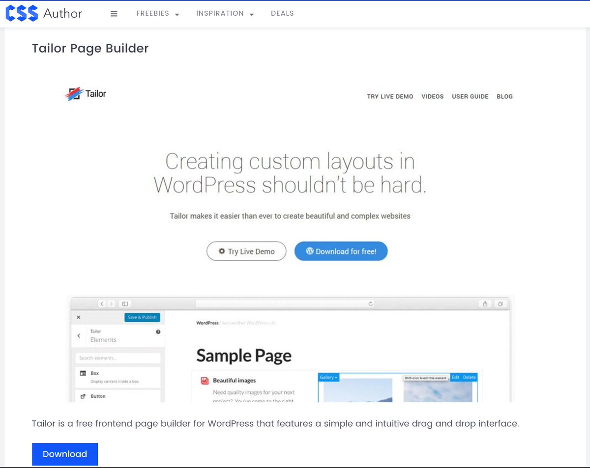 tailorwp's tweet photo. 🎉 @tailorwp spotted at #1🏆 from the 30+ Best Drag and Drop WordPress Page Builders list @cssauthor ➭ https://t.co/UQfoA3mZcf https://t.co/FFZOta4qsK