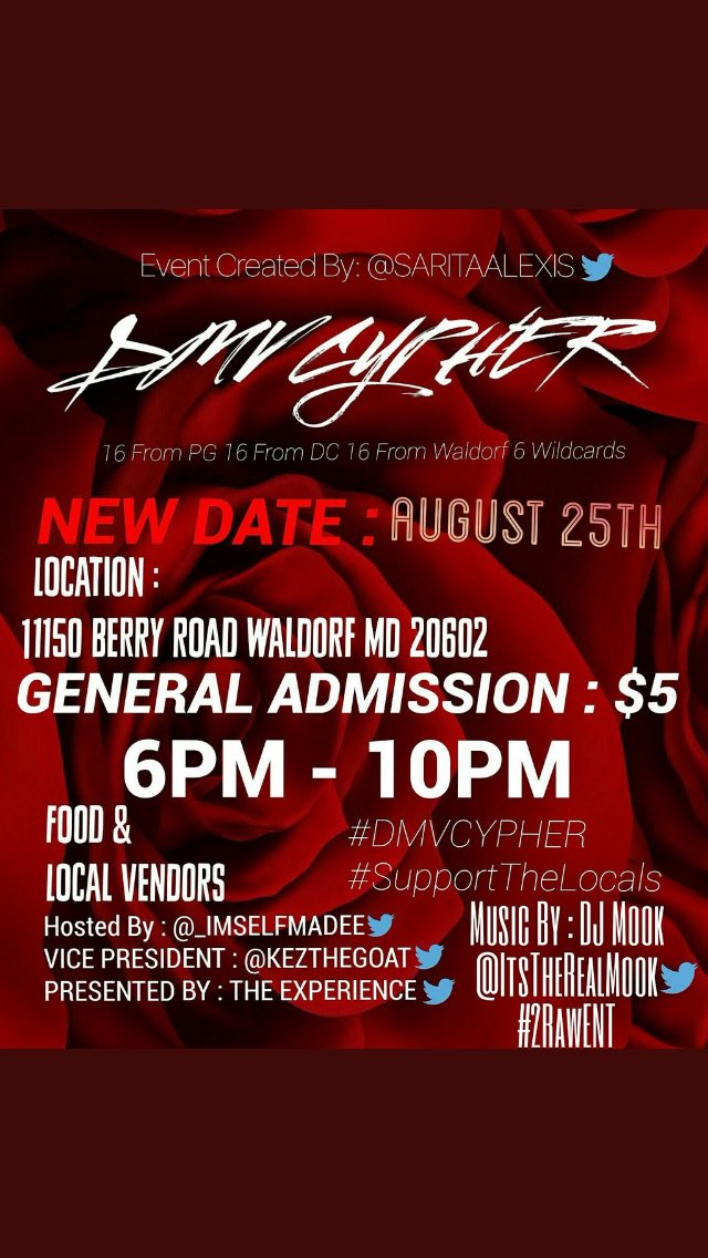 DMVCYPHER's tweet photo. https://t.co/PmlFnavVjK… 5$ Tickets 😩 #DMVCypher an event you don't wanna miss
56 rappers
local Vendors
#SupportYourLocalRappers ‼️😈 https://t.co/jDPsDZqjSy