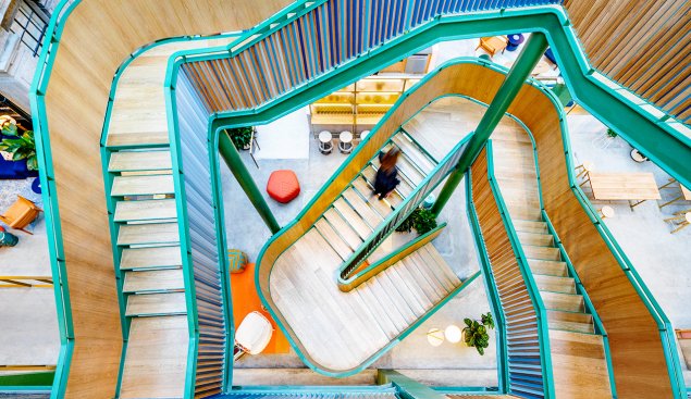 OkadaCompany's tweet photo. TGIF - marveling at @WeWork 's office space in Weihai! #architecture #colorful #officespace #OkadaCo https://t.co/CvSSAFx1SX