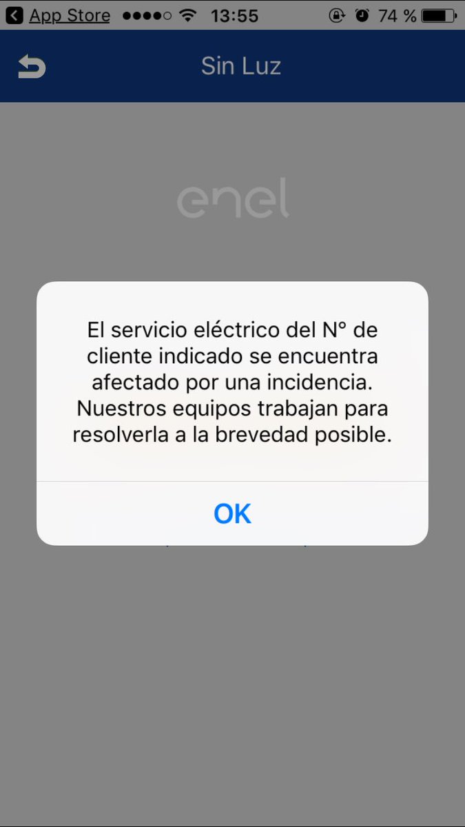 Fchamaca's tweet photo. Para esto sirve la súper aplicación??? @EnelClientesCL @Enel_Chile qué pena... https://t.co/WJZh72g3SP