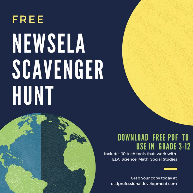 dsdPD's tweet photo. Learn 10 new tech tools for the school year with the @Newsela scaveger hunt https://t.co/DKNbQN9Y18 Free Download #BLCB #edtech #SCSDblends https://t.co/koMWGH48Zm