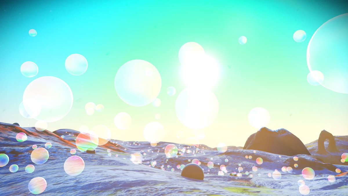 DarmokStarchild's tweet photo. Rediscover #NoMansSky with update 1.3. New features and biomes!  Check this bubble biome! https://t.co/yI7URIZ11J