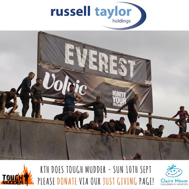 RTaylorGroup's tweet photo. #TeamRTH are doing #ToughMudder in September, raising money for Claire House! Looking forward to getting muddy! https://t.co/3SVlktntwE https://t.co/V3U7fftu8A