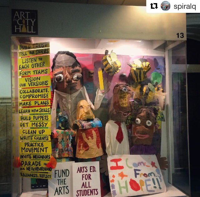 👀Awesome #ArtInCityHall <a href="/Spiralq/">Spiral Q</a> show! So excited they included arts advocacy signs from their #PicassoProject with Powel Elem! #phled