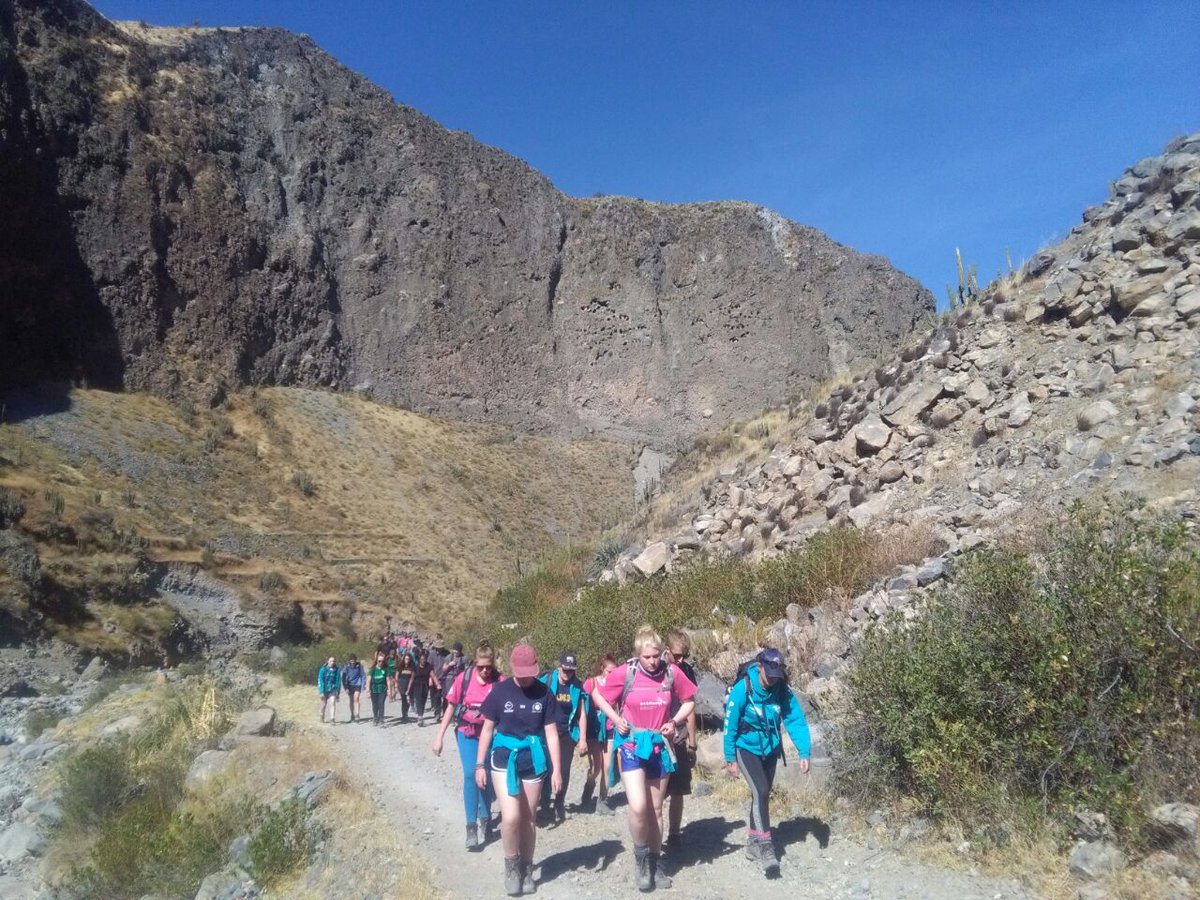 campperu's tweet photo. #TeamApu and #TeamCocoMama were yesterday trekking through the Colca Canyon!⛰️🌄🐦🕊️ #dosomethingamazing @CampsInt https://t.co/zr4P6jhXm0