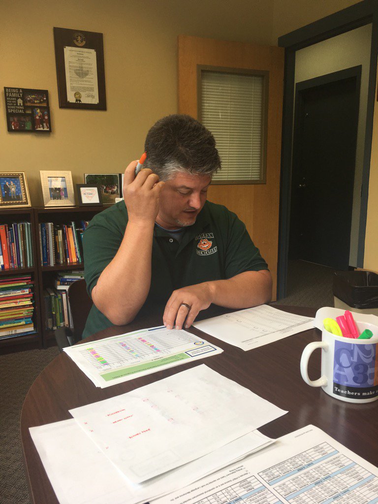 CochranElem's tweet photo. Mr. Currin, our amazing counselor, disaggregating data @AsstSuptAAA2 @CochranElemAP https://t.co/mksJ1OW66J