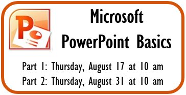 CCPLib's tweet photo. Learn how to create presentations &amp; slide shows using PowerPoint 2013 this Thursday, August 17th at 10 am! https://t.co/htFFNBxMkG