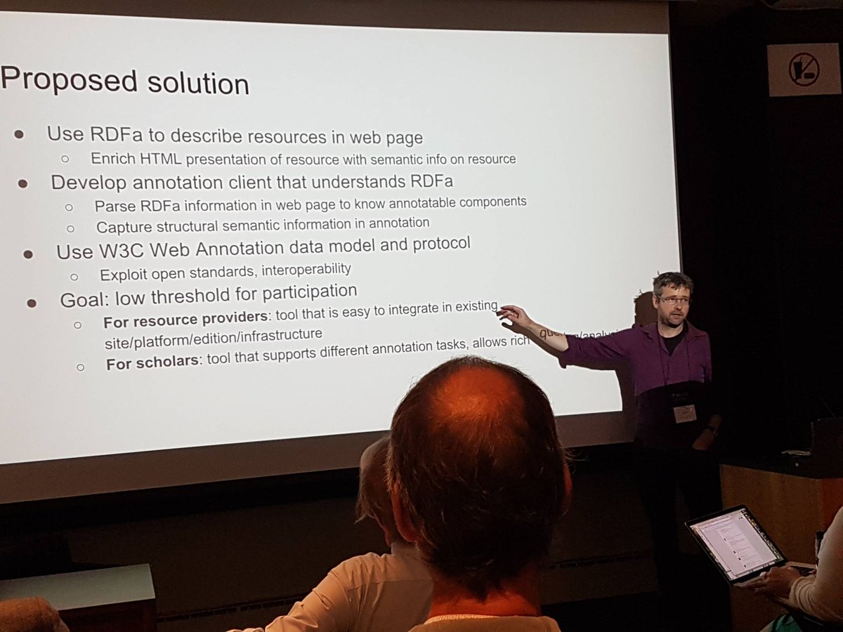 uovouniversale's tweet image. Great work on rich yet flexible web annotatations in #RDFa presented by @marijnkoolen #dh2017
