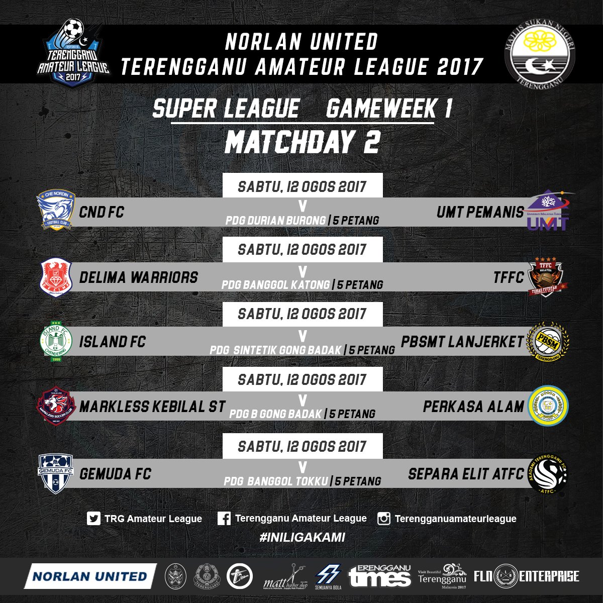 esok 12/8 ada game Liga Super pulok. marii jangan dok mari. pakat sokong sikit sorang #iniligakami #tal17