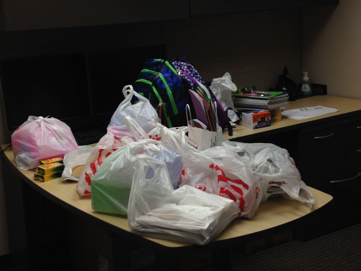 DougZ_WFS's tweet photo. @UnderArmour @WorkForceSW . . .and the first round of school supply donations from our employees ready to fill those backpacks! 
#Pack2School https://t.co/kPNqmY0yTE