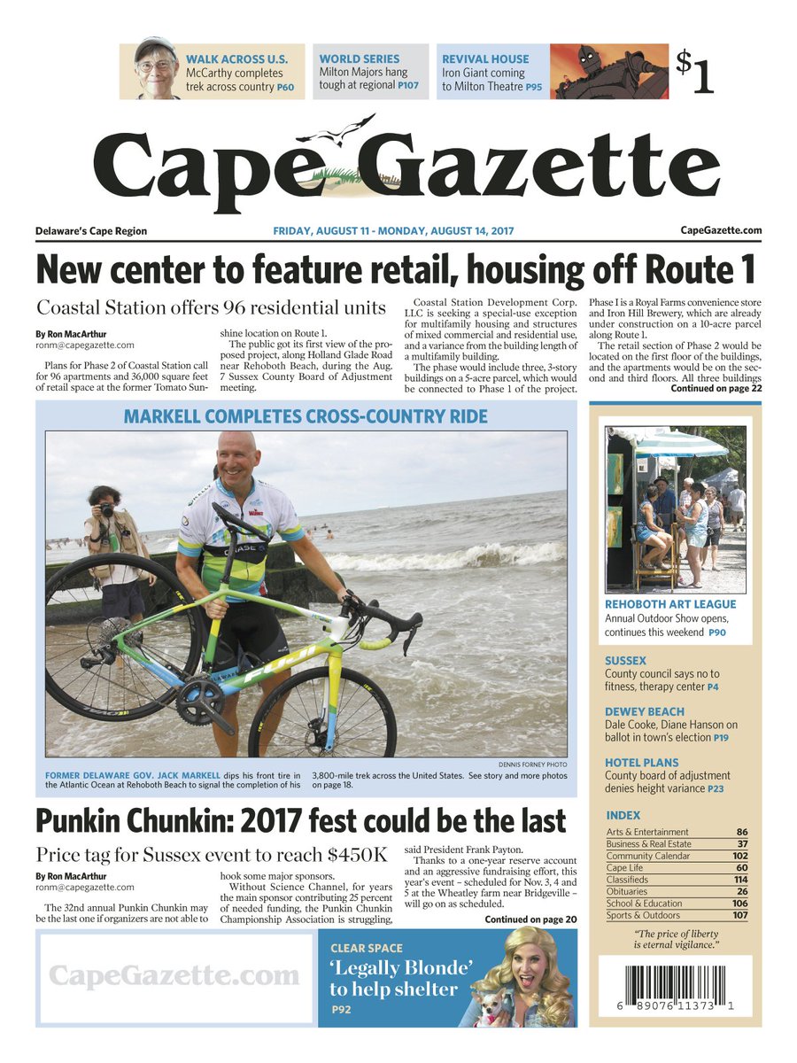 CapeGazette's tweet photo. Subscribe at https://t.co/jVdnmk5Vro for full access to our #newspaper and archives! #KeepingUpWithJack #RehobothBeach #Delaware #netde https://t.co/V4HSAKIrsY