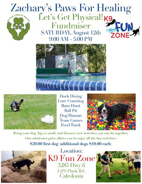 Tomorrow!!! Our fundraising event is Aug 12th! Bring your dog to K9 fun zone for a day of dock diving, ball pits and more! #hamont #zpfh