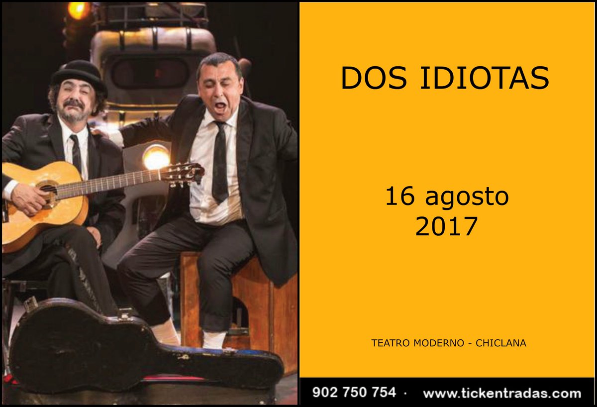 tickentradas's tweet photo. El miércoles 16 llegan a #Chiclana @los_ulen presentando Dos Idiotas, de @pacotous y Pepe Quero. Últ. entradas en:
 https://t.co/ULSEIUhBAC https://t.co/x0pQ5szWw2