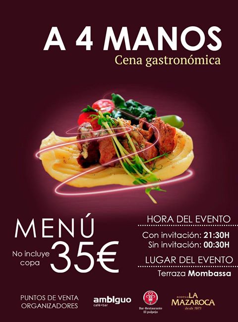 #AcuatroManos y con las sinergias de @Luispintura80 @la_mazaroca <a href="/MOMBASSAarahal/">@MOMBASSAarahal</a> y <a href="/ambiguocafebar/">ambiguo café+bar®</a> noche gastronómica el 24 de agosto