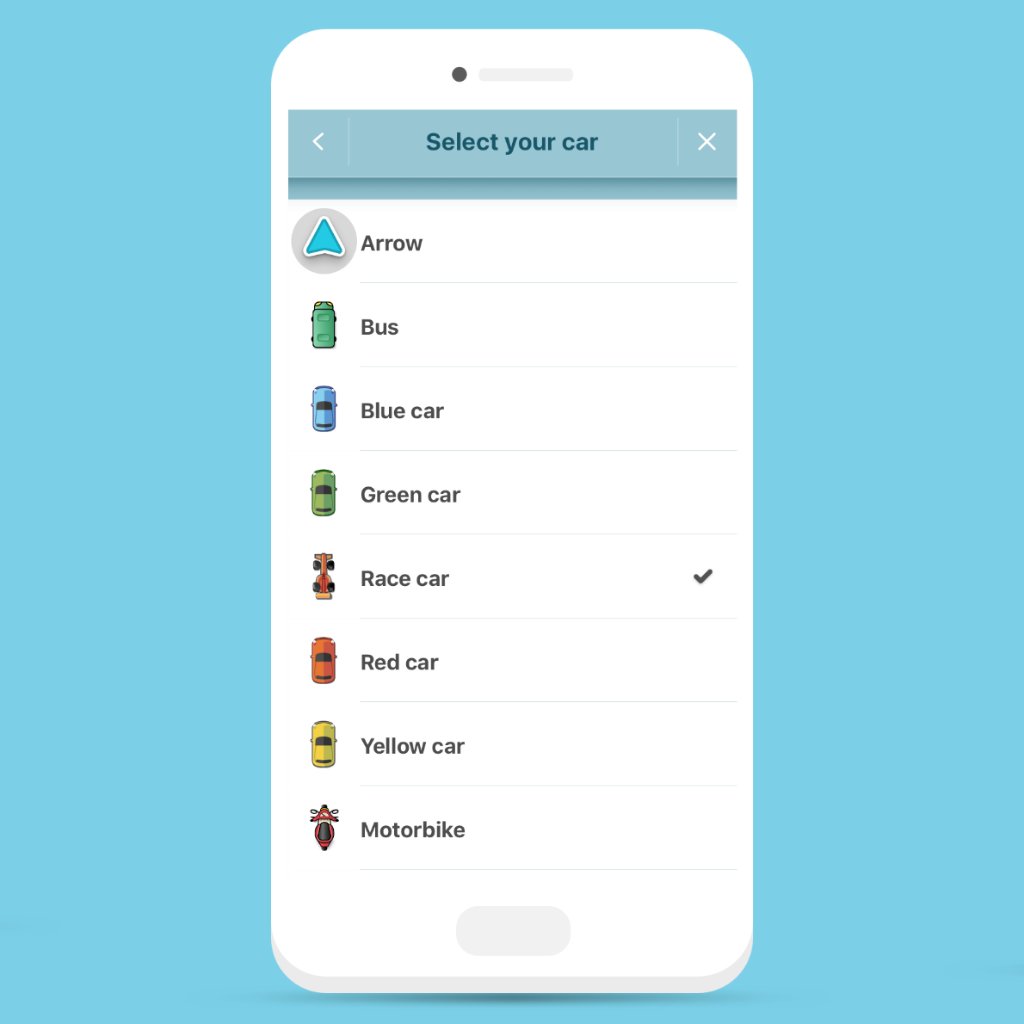 Waze Car on Map phone screen