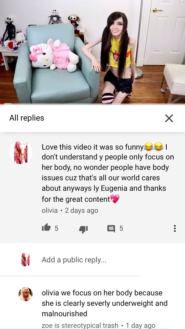 oliviaadicaprio's tweet photo. @Eugenia_Cooney wow I literally got this hate comment just cuz I complimented u🙃 https://t.co/ekAmZnRjox