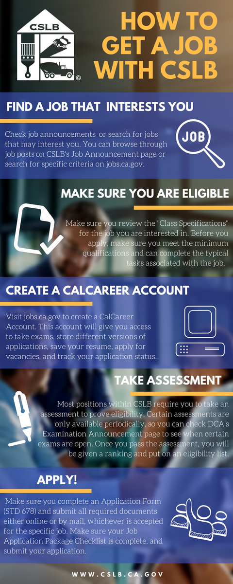CSLB's tweet photo. Take a look at CSLB's Job Announcements & check out the following tips that will help you land a job within our department!!! #FindAJobFri https://t.co/NNACiTesQm