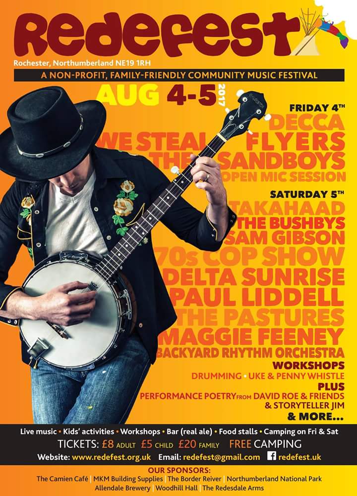 Redefest's tweet photo. 5 days until Redefest; music, workshops, kids activities, food stalls, real ale bar. Fri 4th &amp; Sat 5th Aug. 
#Redefest  #familyfriendly https://t.co/Hugxtrk1yL