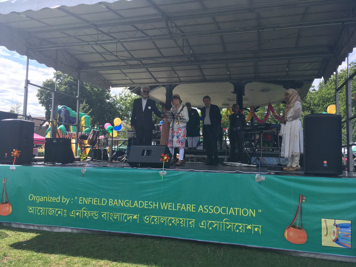 MayorofEnfield's tweet photo. Enfield Bangladesh Welfare Association 
Lovely to see the community today enjoying the Bangladesh Mela at Ponders End https://t.co/KRHsoyitkG