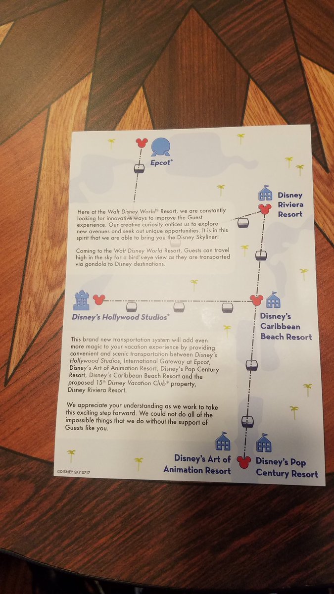 MagicalMousePod's tweet photo. Staying at Caribbean Beach and there's a preview for the Skyliner https://t.co/SbsNkORcWu