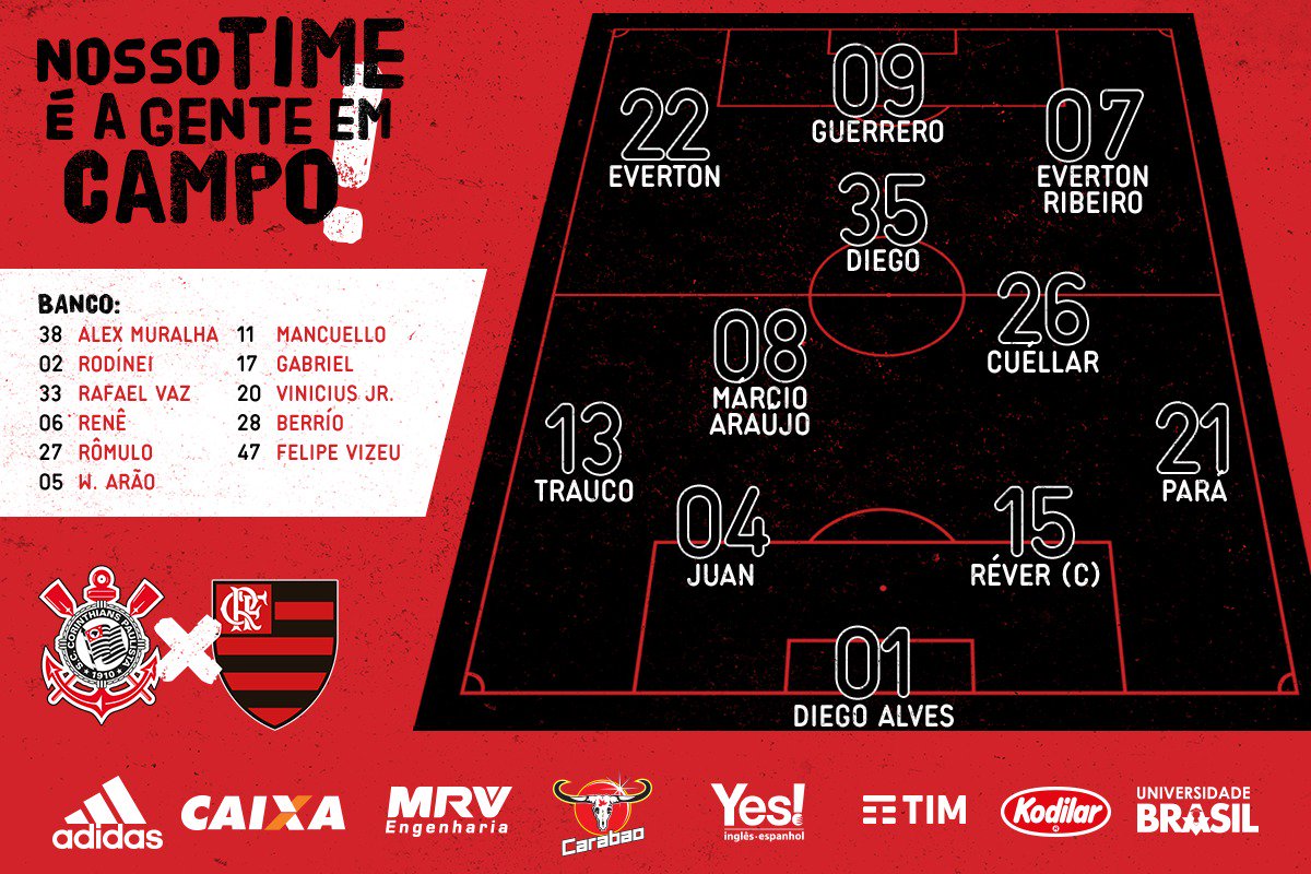 Flamengo's tweet photo. Tem estreante no 11 inicial! #CORxFLA #VamosFlamengo https://t.co/hwc9k0bENX