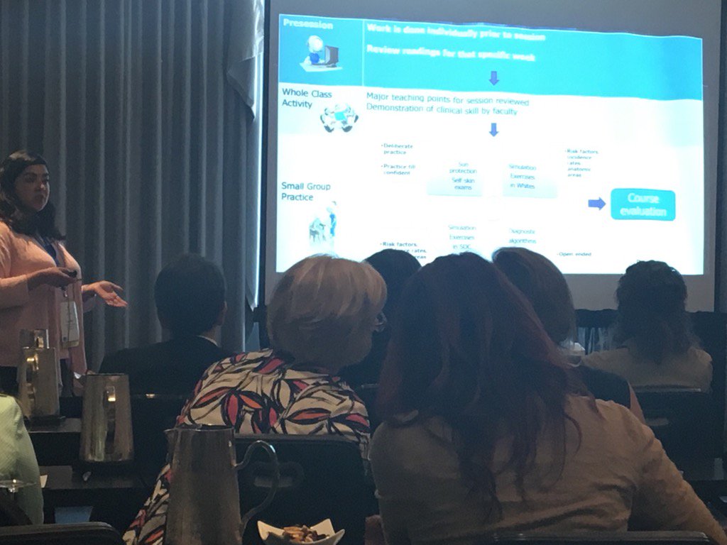 JayhawkSteph14's tweet photo. Dr. Claudia Hernandez discussing an interactive curriculum for recognizing melanoma.  #JHUMEHP https://t.co/XaFb4xdYXd