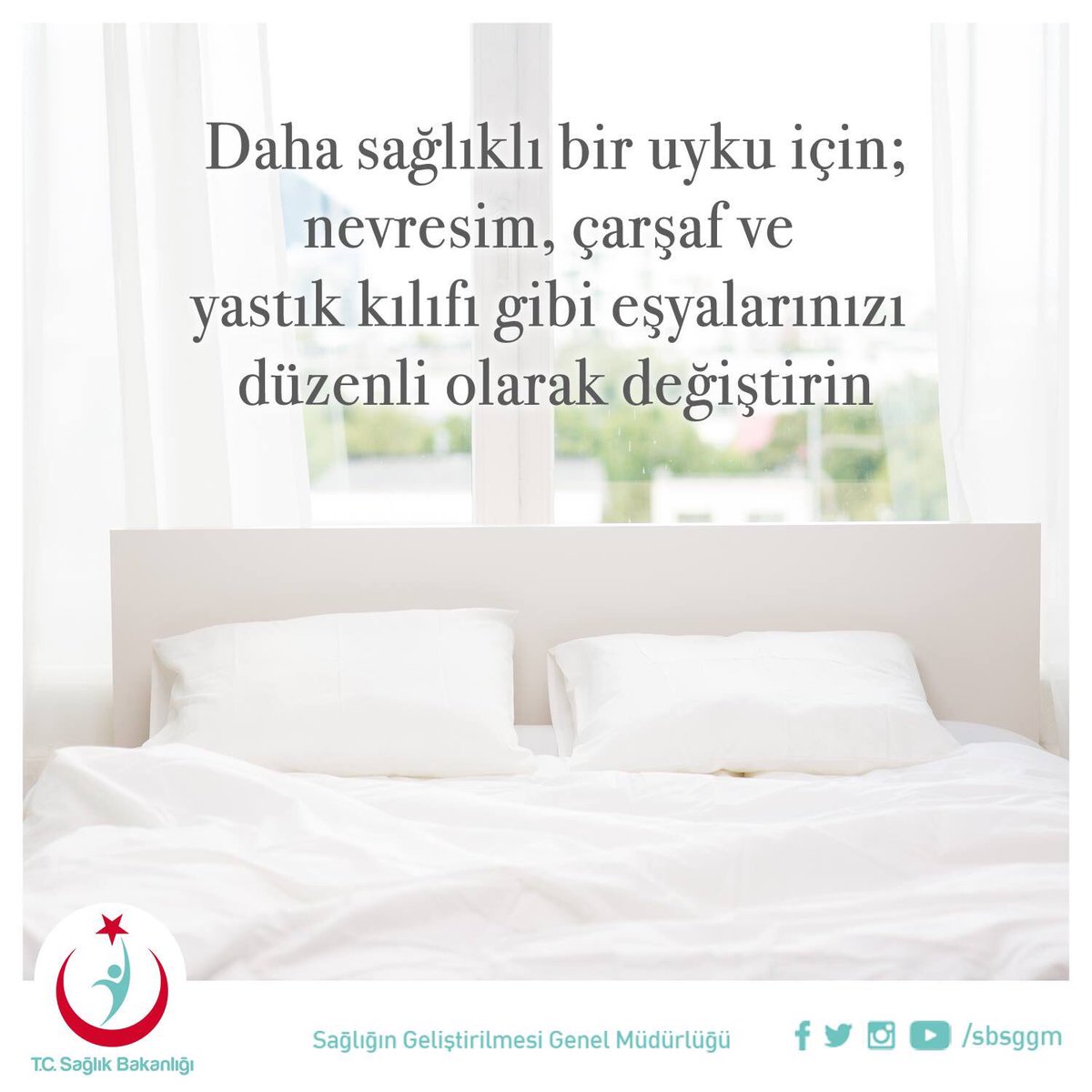 sbsggm's tweet photo. Daha sağlıklı bir #uyku için; nevresim, yastık kılıfı, çarşaf gibi eşyalarınızı düzenli olarak değiştirin. https://t.co/S9jxhc8z1v