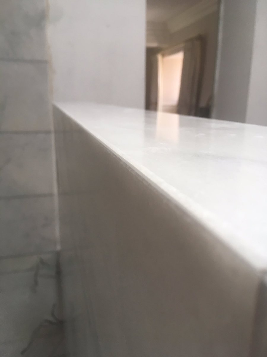 sage_sastiling's tweet photo. White marble on the walls, all external corners and niches mitred, filled and polished. #tile #marble #sastiling #mitre #tiling https://t.co/kMhpcrTPT4