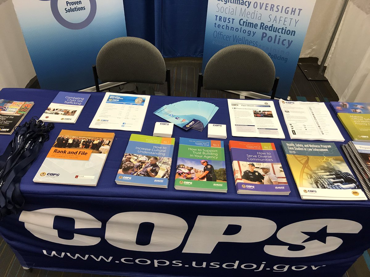 COPSOffice's tweet photo. Don't miss your opportunity to chat with COPS Office staff at #NOBLE2017. Visit us at exhibit booth 134 from 3-7pm today! #NOBLEATL https://t.co/fSrlXEaJX7