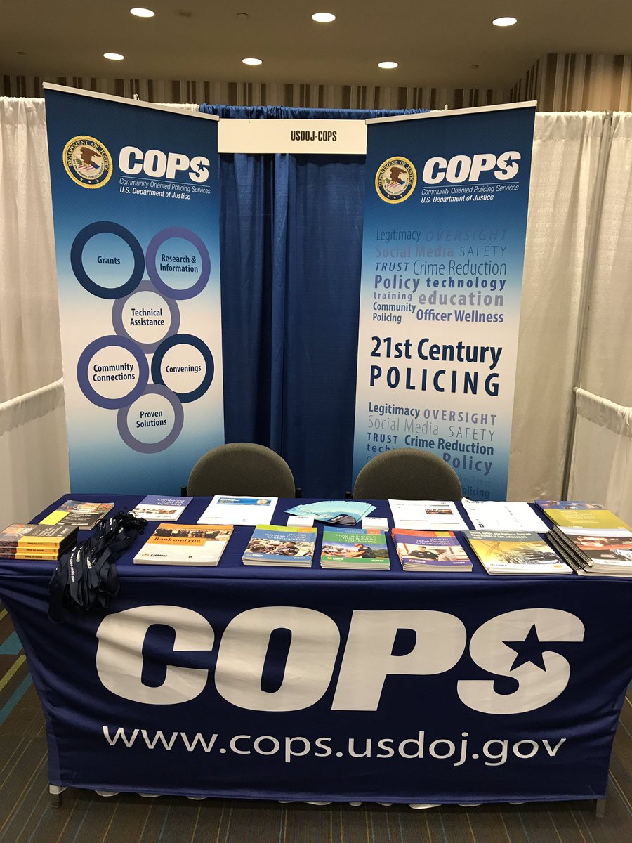 COPSOffice's tweet photo. Don't miss your opportunity to chat with COPS Office staff at #NOBLE2017. Visit us at exhibit booth 134 from 3-7pm today! #NOBLEATL https://t.co/fSrlXEaJX7