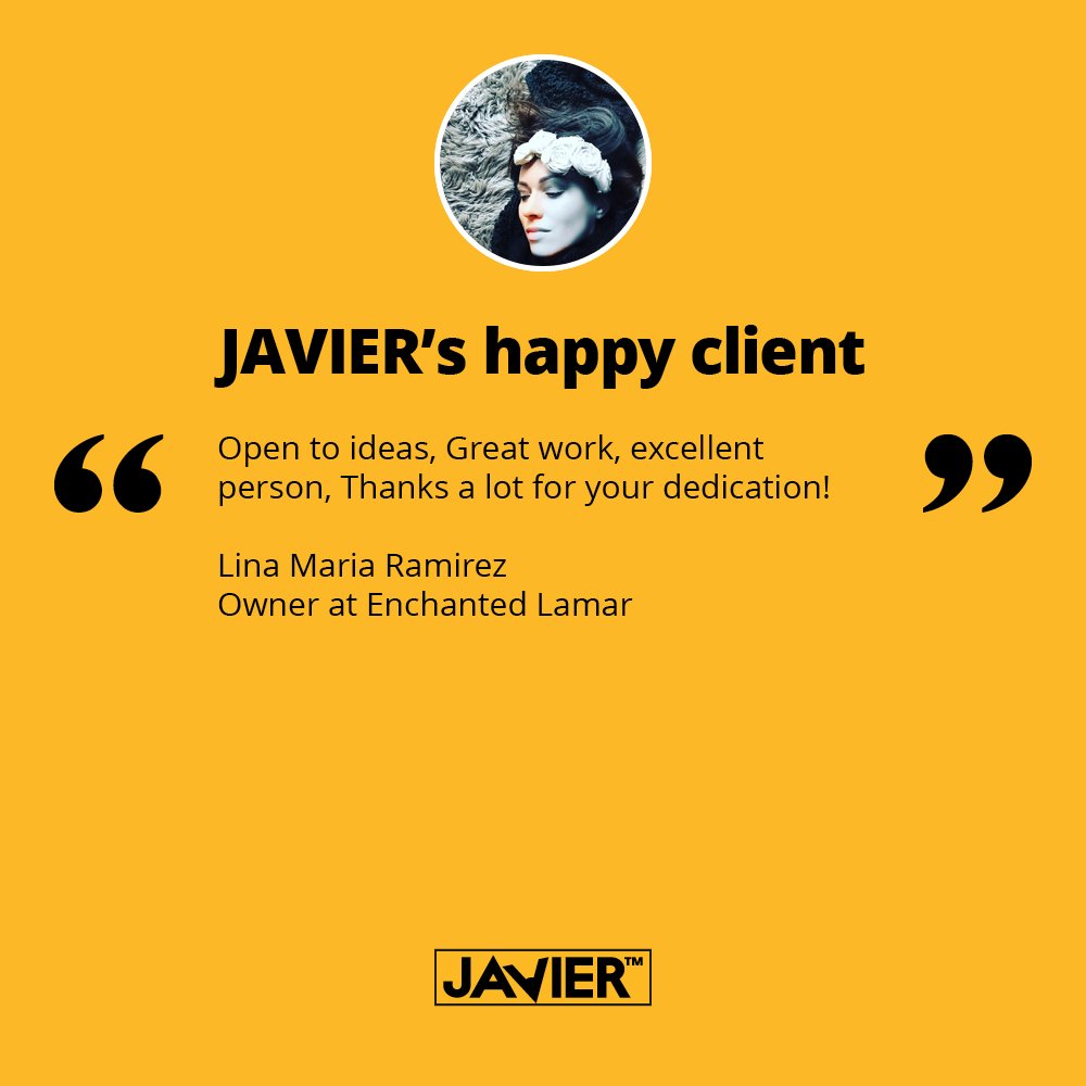 joinJavier's tweet photo. #ClientTestimonial 
Open to #ideas, #GreatWork, #ExcellentPerson, Thanks a lot for your dedication! https://t.co/MspIKL0sJU