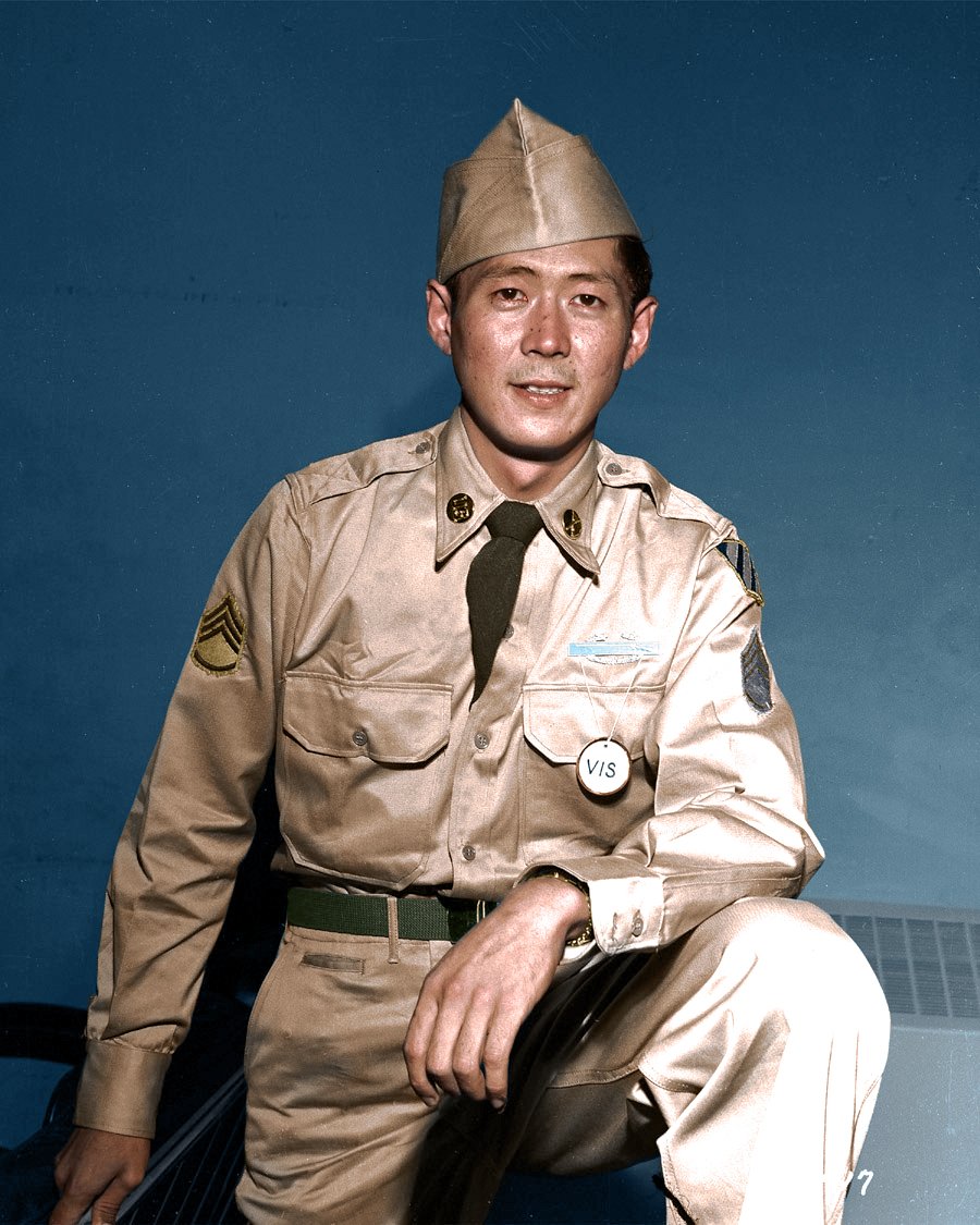 ColorizeHistory's tweet photo. SSG Hiroshi H. Miyamura, Medal of Honor recipient during the Korean War https://t.co/BgZlIM8NVP