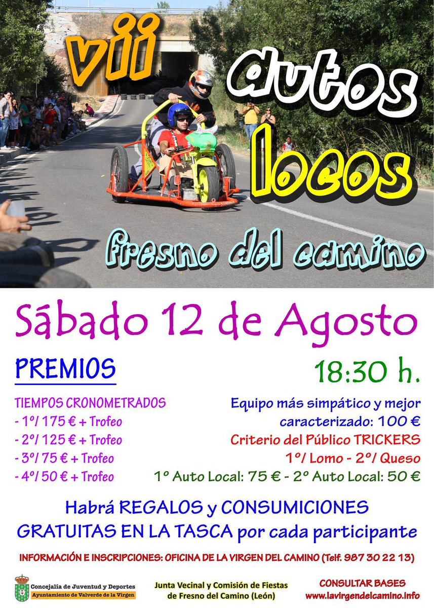 valverdevirgen's tweet photo. Prepara tu #AutoLoco para el próximo 12 de Agosto en #FresnodelCamino #leonesp ¡ GRANDES PREMIOS Y REGALOS ! https://t.co/MHPNultjTG