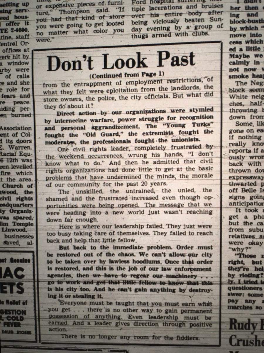 ChadLivengood's tweet photo. July 29, 1967 @MIChronicle declared after 6 days of Detroit burning: "IT COULD HAVE BEEN STOPPED!"
Editorial: "eruption of a cancerous sore" https://t.co/QuICybaEyg