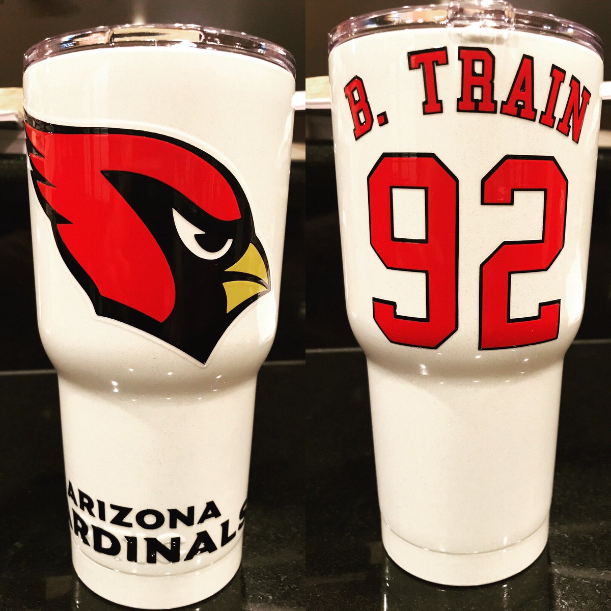btrain92's tweet photo. Big shout out to my brother @RolandoRCantu for getting me this cup custom made all the way from Mexico 🇲🇽! #ThankYou #BirdGang @AZCardinals https://t.co/NZnlEfK4KE