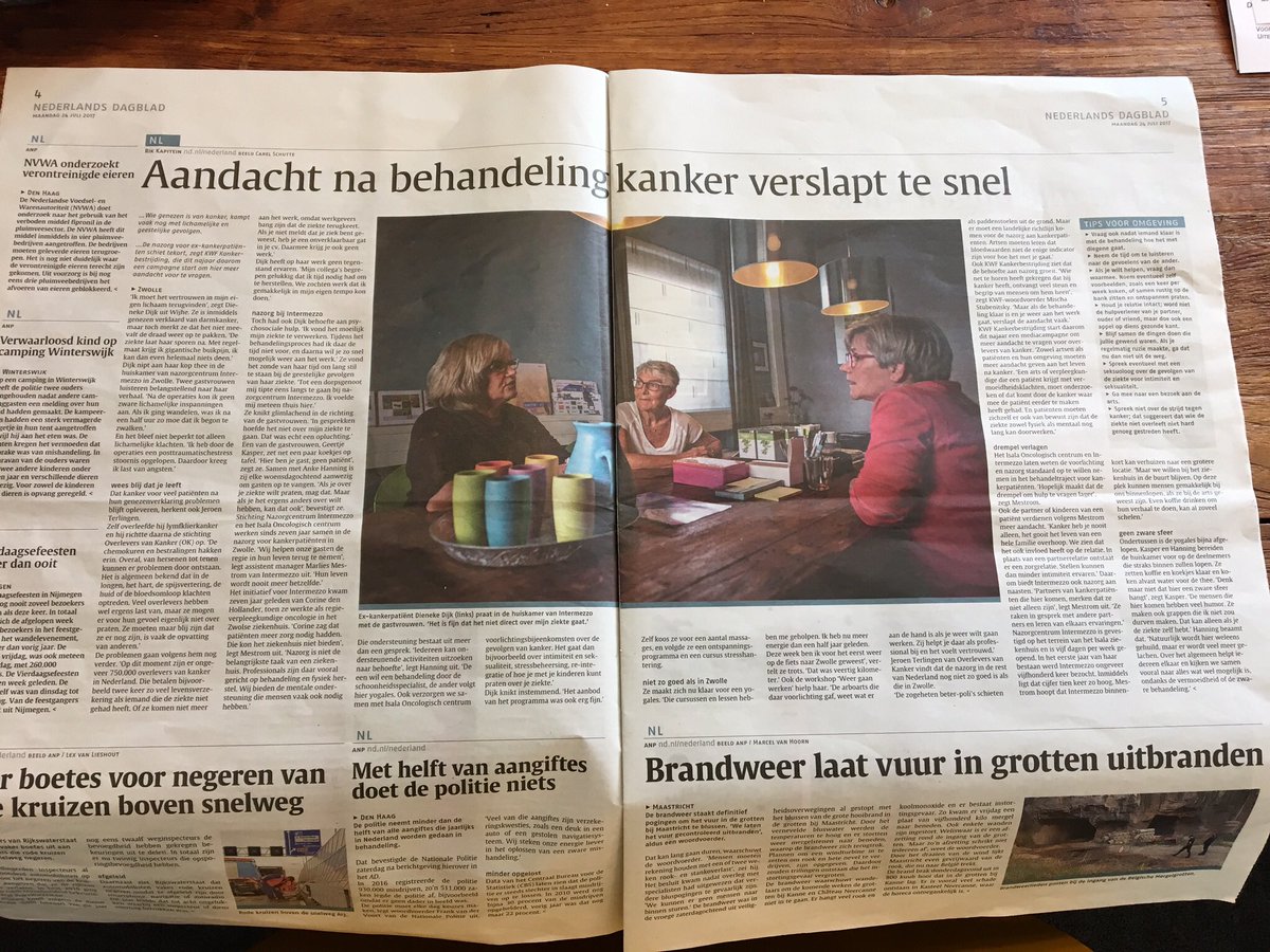 Nazorgcentrum IntermeZZo onder de aandacht in het Nederlands Dagblad, afgelopen maandag! Complimenten voor IntermeZZo, Isala en Zwolle