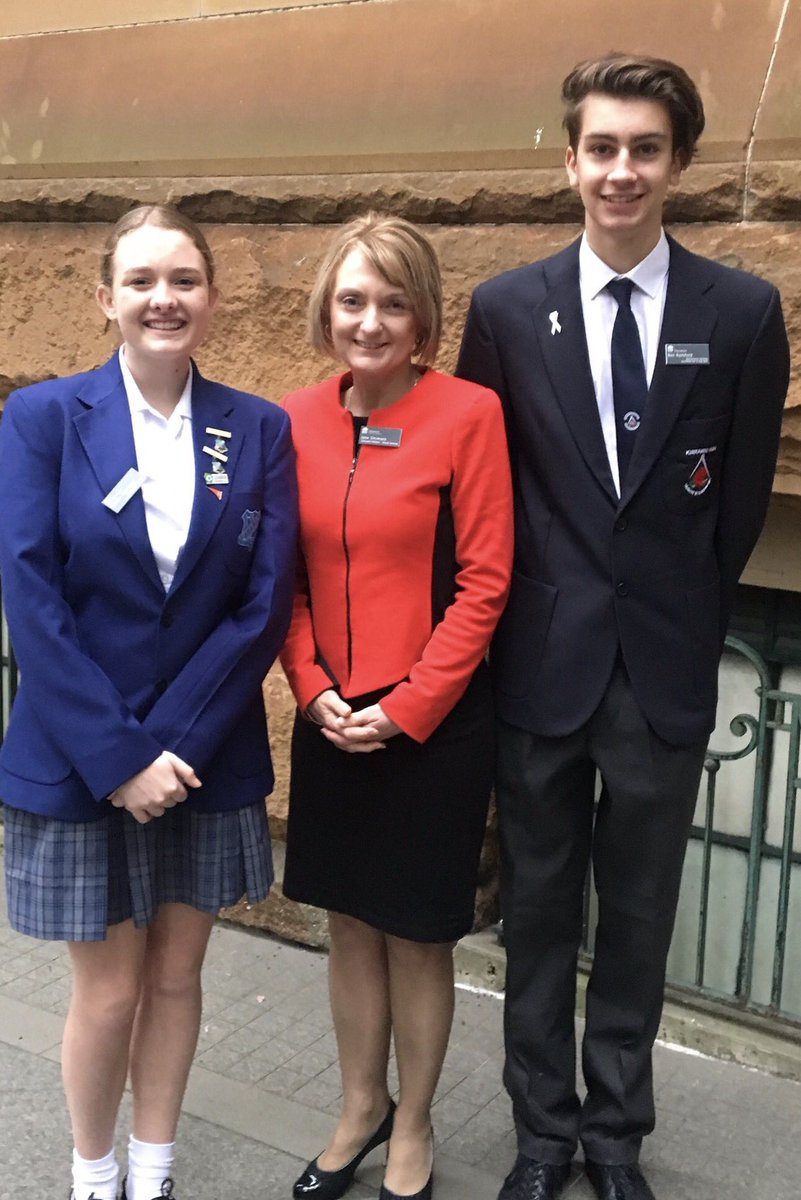 learnPSNSW's tweet image. Natalie &amp;amp; Ben with Jane Simmons, Executive Director, School Services, ready to start their work with Secretary for a Day. #S4aD17 #EdWeek17