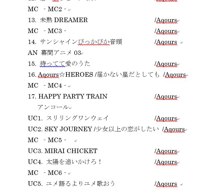 雑談 Aqours 2ndライブツアーのセットリスト予想しようぜ ラブライブ サンシャイン Aqours Punch ラブライブ サンシャイン 情報サイト