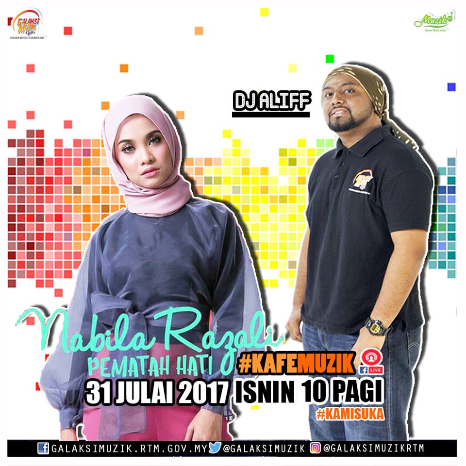 Istimewa #Kafemuzik Dj Aliff akan bersama Nabila Razali untuk mempromosikan lagu #Pematahhati . Saksikan temubual EKSKLUSIF 10Pagi-11Pagi .