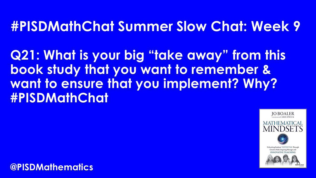 MathematicsMTSS's tweet photo. Q21: What is your big “take away” from this book study that you want to remember &amp; want to ensure that you implement? Why? #PISDMathChat https://t.co/vnF0HgTBb5