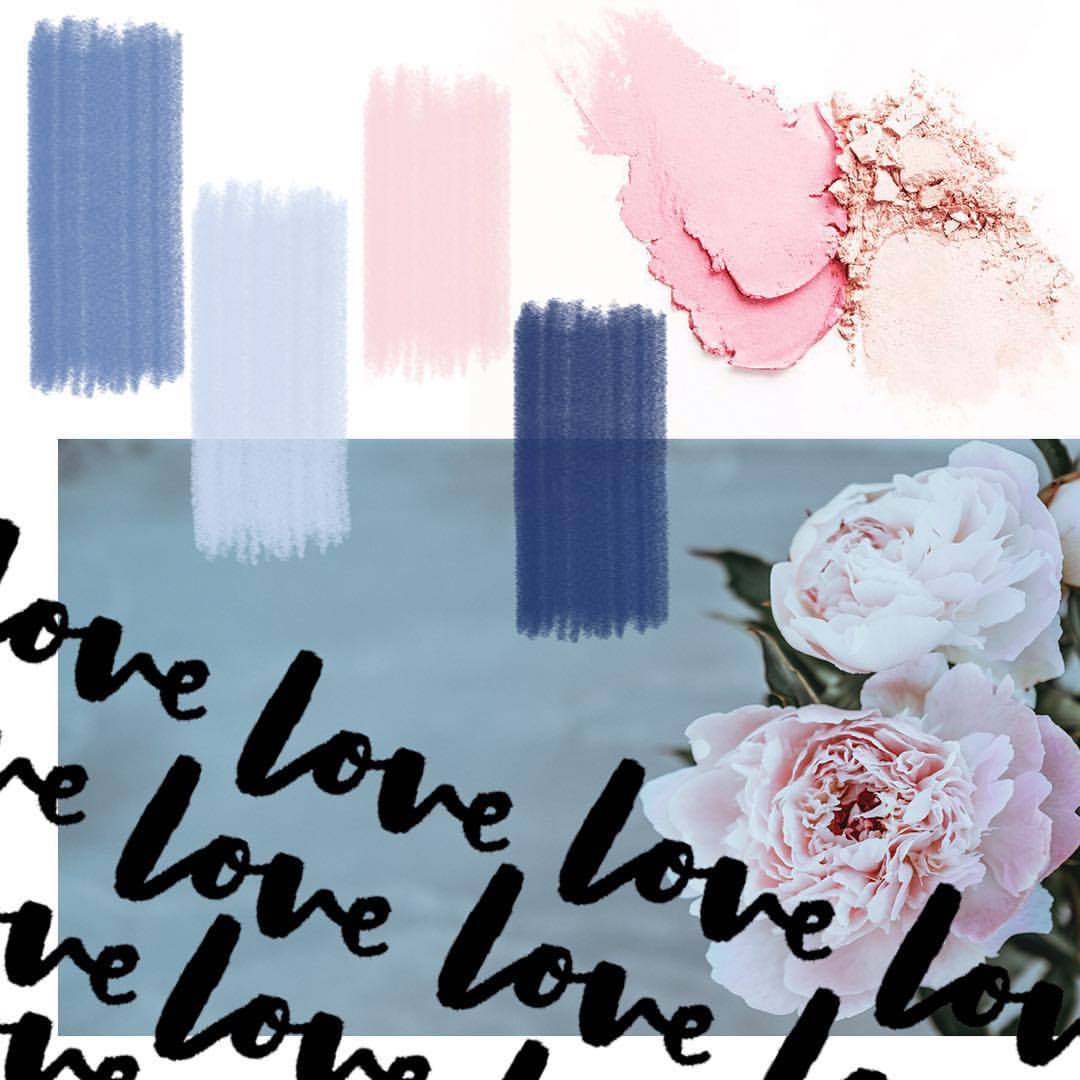 oliveandbramble's tweet photo. MOODBOARD ✨ Love this mix of blues, dusty pinks, creams&amp; then the hand drawn type.This is one of our favourite parts of the design process https://t.co/Hw8z12SVJV